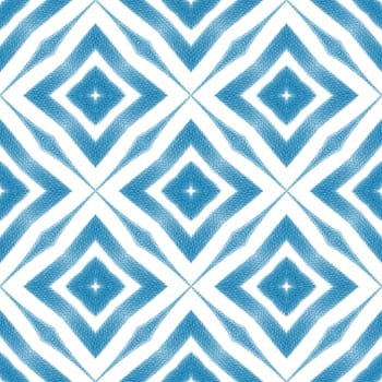 Ikat repeating swimwear design. Blue symmetrical