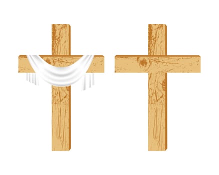 Two wooden Christian crosses.
