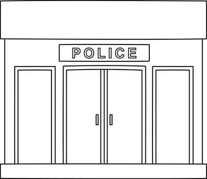 Police Station Isolated Coloring Page for Kids