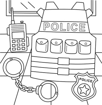 Police Officer Equipment Coloring Page for Kids