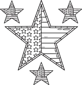 Star in the US flag Isolated Coloring Page