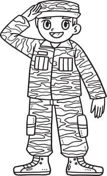 Saluting Soldier Isolated Coloring Page for Kids