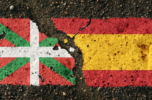 On the pavement there are images of the flags of the Basque Country and Spain.
