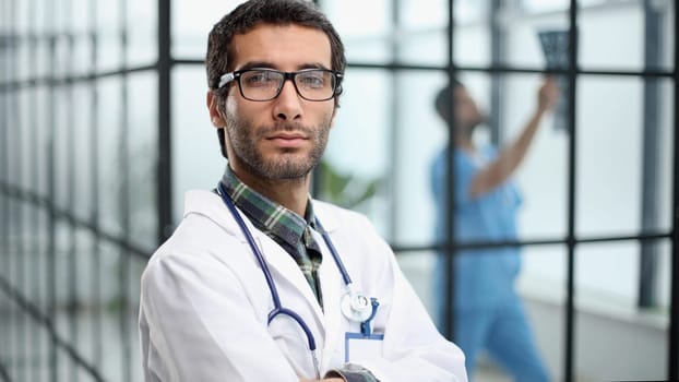 Portrait of a handsome male doctor. medical staff