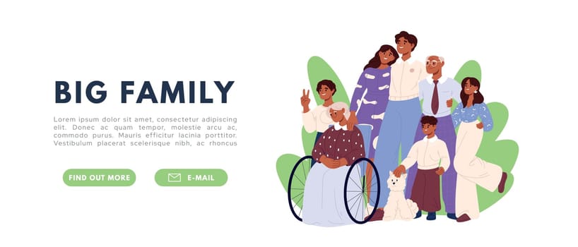 Family crowd. Different group people community together. Flat vector isolated illustration