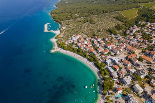View from a height of the resort tourist town near the Adriatic Sea.