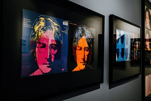 Prague, Czech - February 2023. Andy Warhol exhibition in Central Gallery.