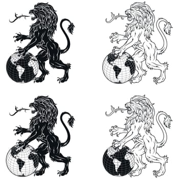 Vector design of lion with the planet