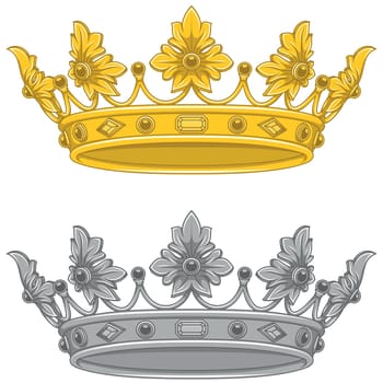 Vector design of crown with diamonds