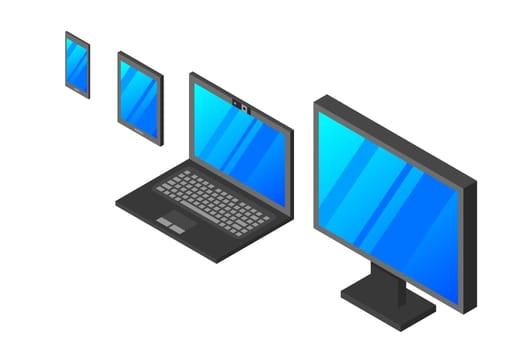 Isometric vector set of computer laptop tablet pc and smart-phone