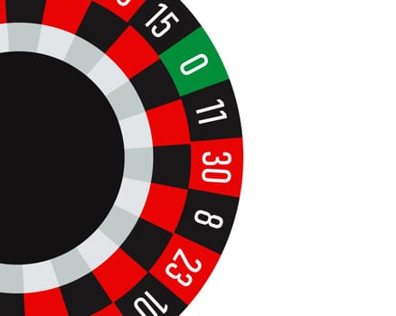 Roulette wheel with numbers. Casino background. Illustration, vector
