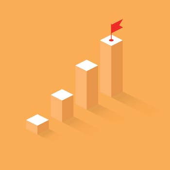 Success growth icon in flat style. Isometric level stairs vector illustration on isolated background. Progress sign business concept.