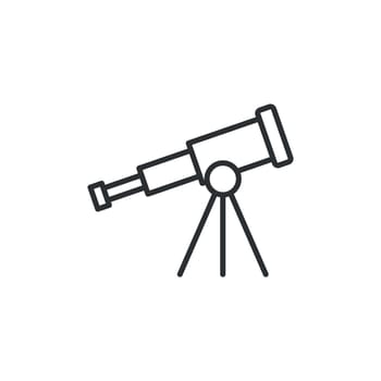 Telescope icon in flat style. Cosmos discover vector illustration on isolated background. Astronomy sign business concept.