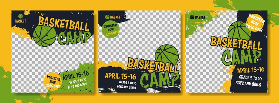 Social media post, kids basketball camp.