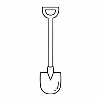 Doodle style drawing of shovel. Tool for gardening.