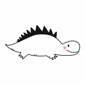 Cute dinosaur. Dragon. Vector doodle illustration. Coloring book with animals for children. Dino.