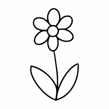 Daisy in doodle style. Coloring book for children with chamomile flower.