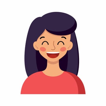 The happy girl laughs. Human emotions. Vector avatar with a happy woman.