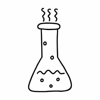 Glass tube for chemical experiments. Vector doodle illustration. Hand drawn icon. Experience