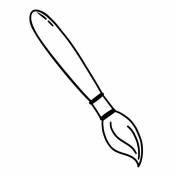 Paint brush. Doodle illustration. Artist tool. Contour drawing by hand.