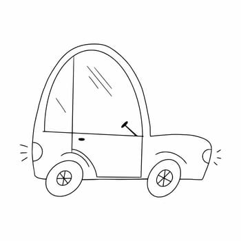 Doodle style passenger car. Drawing of car for child.