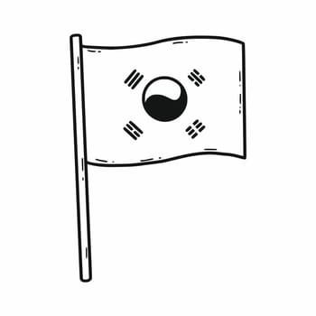 Flag of South Korea. Vector doodle illustration. State symbol. Country.