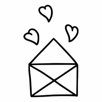 Envelope with heart. Icon for wedding card. Decorative element. Letter for lovers.