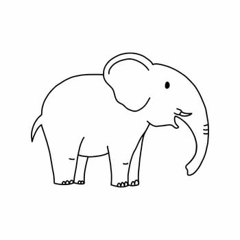 Elephant in doodle style. Coloring book for kids. Vector contour illustration. Animals of savannah.