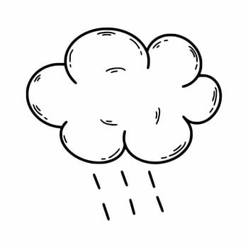 Cloudy with rain. Weather. Vector doodle illustration. Hand drawn sketch. Line icon.