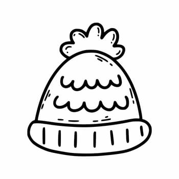 Autumn warm hat. Vector doodle illustration. Sketch.