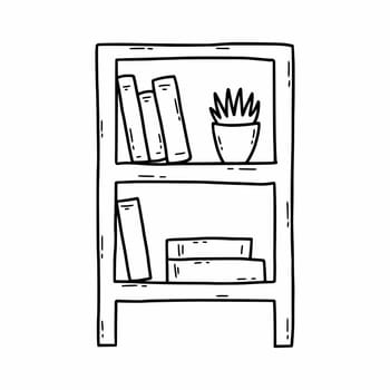 Bookcase. Furniture for house. Vector doodle illustration.