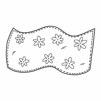 Towel with floral pattern. Warm blanket for picnic. Vector doodle illustration.