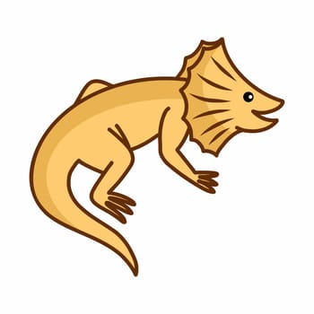 frilled lizard. Vector doodle illustration. Exotic animals.