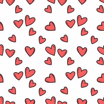 Red heart on white background. Seamless pattern for Valentine Day.