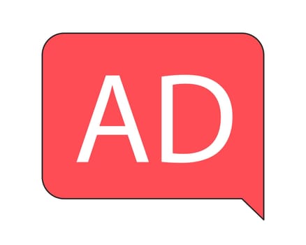 Ad in speech bubble linear flat color vector icon