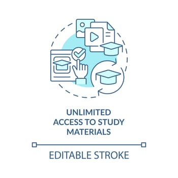 Unlimited access to study materials blue concept icon