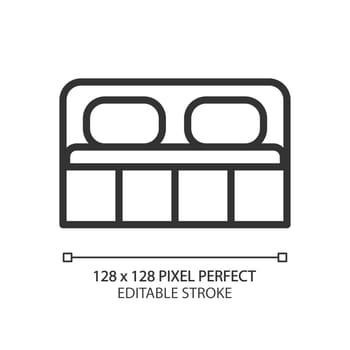 Double bed pixel perfect linear icon