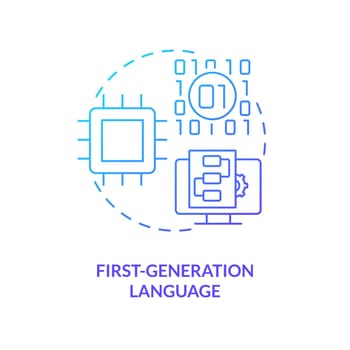 First-generation programming language blue gradient concept icon
