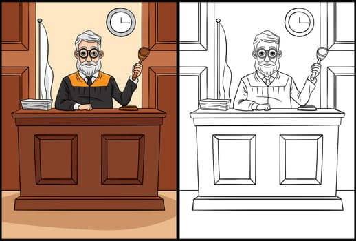Judge Coloring Page Colored Illustration