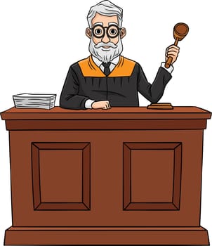 Judge Cartoon Colored Clipart Illustration