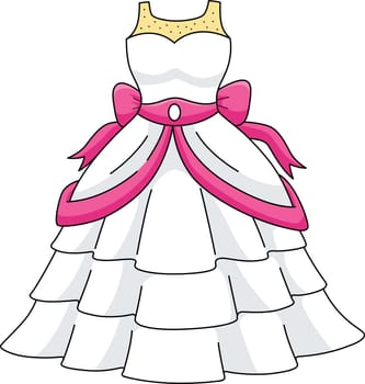 Wedding Gown Cartoon Colored Clipart Illustration
