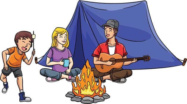 Tent Camper Cartoon Colored Clipart Illustration