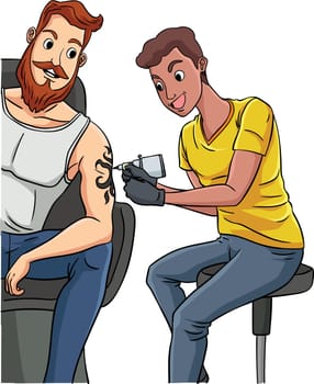 Tattoo Artist Cartoon Colored Clipart Illustration
