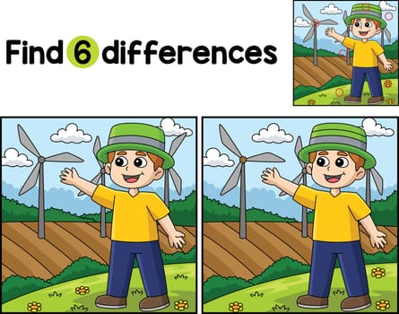 Boy Showing Windmill Find The Differences