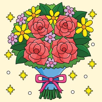 Wedding Flower Bouquet Colored Cartoon