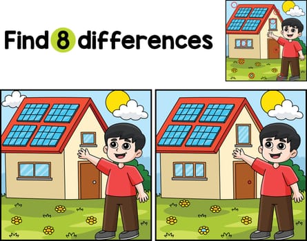 Boy with Solar Panel House Find The Differences