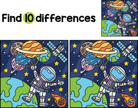 Astronaut with Balloon Planet Find The Differences