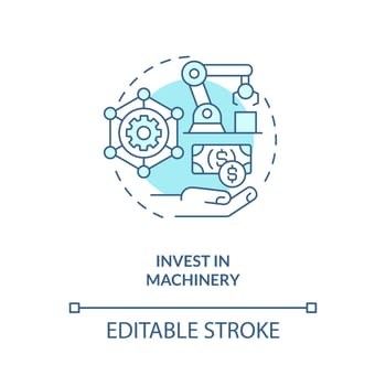 Invest in machinery turquoise concept icon