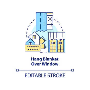 Hang blanket over window concept icon