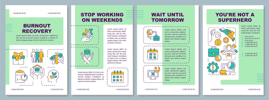 Burnout recovery green brochure template